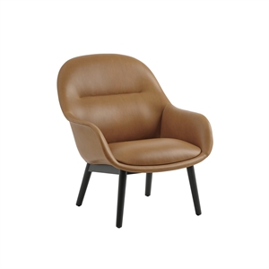 Poltrona Muuto Fiber Pelle Raffinata Cognac/Antracite Nero/Rovere