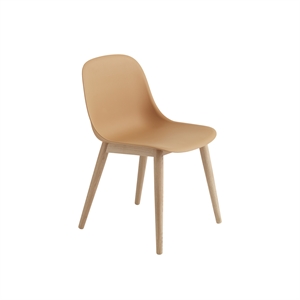 Sedia da Pranzo Muuto Fiber con Base in Legno Ocra/Rovere