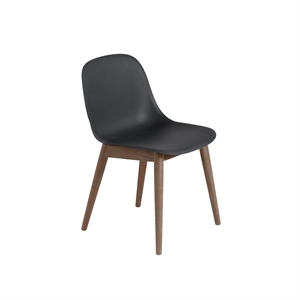 Sedia da Pranzo Muuto Fiber con Base in Legno Marrone Scuro