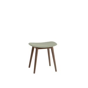 Sgabello Muuto Fiber con Base in Legno Verde Polvere/Marrone Scuro