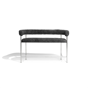 Divano da Bar Møbel Copenhagen Font 75 cm Pelle di Pecora Grigio/ Struttura in Acciaio Lucido