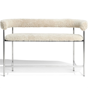 Møbel Copenhagen Font Bar Divano 75 cm Pelle di Pecora Oyster/Struttura in Acciaio Lucido