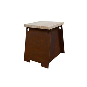 Tavolino Frama 64 Acciaio Corten/Travertino