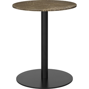 Tavolo da Pranzo Rotondo GUBI 1.0 Ø60 cm M. Base Nero e Piano in Marrone Emperador