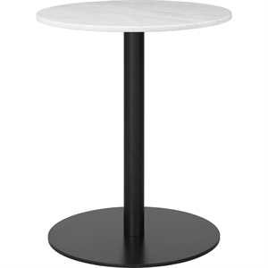 Tavolo da Pranzo GUBI 1.0 Rotondo Ø60 cm M. Base Nero e Piano in Marmo Bianco di Carrara