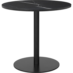 Tavolo da Pranzo GUBI 1.0 Rotondo Ø80 cm M. Base Nero e Piano in Marmo Nero Marquina