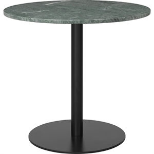 Tavolo da Pranzo GUBI 1.0 Rotondo Ø80 cm M. Base Nero e Piano in Marmo Verde Guatemala