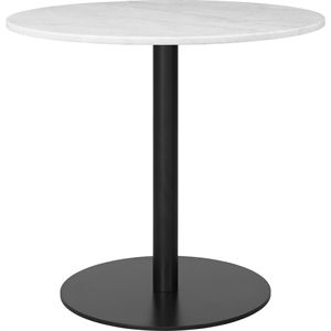 Tavolo da Pranzo GUBI 1.0 Rotondo Ø80 cm M. Base Nero e Piano in Marmo Bianco di Carrara