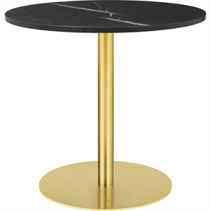 Tavolo da Pranzo GUBI 1.0 Rotondo Ø80 cm M. Base in Ottone e Piano in Nero Marquina