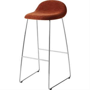 Sgabello da Bar Gubi 3D H75 in Acciaio Inox/pelle Scamosciata Speciale Dedar 133