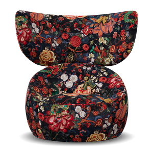 Poltrona Moooi Hana Wingback Girevole EA Blu Tokyo/Velluto Blu