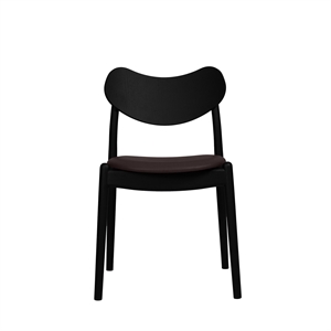 Sedia da Pranzo Ibrida Della Collezione Ro con Seduta Imbottita in Rovere Laccato Nero/pelle Nero