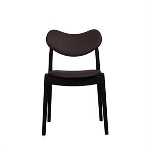 Sedia da Pranzo Ibrida Della Collezione Ro, Imbottita in Faggio Laccato Nero/pelle Marrone Scuro
