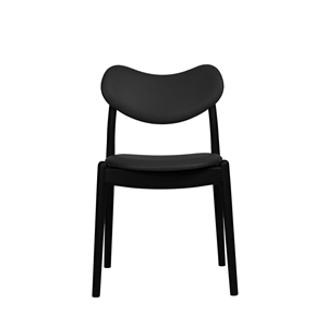 Sedia da Pranzo Ibrida Della Collezione Ro, Imbottita in Faggio Laccato Nero/pelle Nero