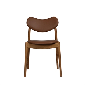 Sedia da Pranzo Ibrida Della Collezione Ro, Imbottita in Rovere Oliato/pelle Calvados