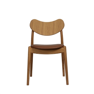 Sedia da Pranzo Ibrida Della Collezione Ro con Seduta Imbottita in Rovere Oliato/pelle Calvados