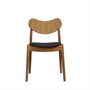 Sedia da Pranzo Ibrida Della Collezione Ro con Seduta Imbottita in Rovere Oliato/pelle Nero