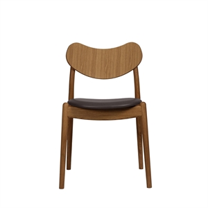 Sedia da Pranzo Ibrida Della Collezione Ro con Seduta Imbottita in Rovere Oliato/pelle Marrone Scuro