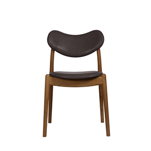 Sedia da Pranzo Ibrida Della Collezione Ro, Imbottita in Rovere Oliato/pelle Marrone Scuro