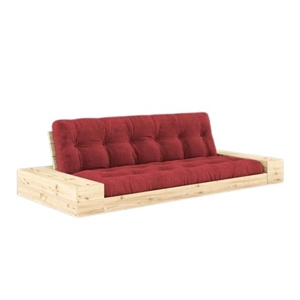 Divano Letto Karup Base con Contenitore Laterale e Materasso A 5 Strati Trasparente/rosso Rubino