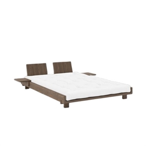 Struttura Letto Karup Social con 2 Schienali e Tavolino Laterale 140x200 Carob Brown