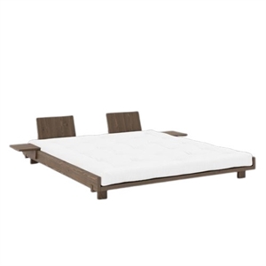 Struttura Letto Karup Social con 2 Schienali e Tavolino Laterale 180x200 Carob Brown