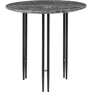 Tavolino GUBI IOI Rotondo Ø50 cm con Base Nero e Piano in Marmo Grigio Emperador