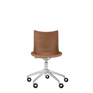 Sedia da Ufficio Kartell P/Wood Cromo/ Legno Scuro