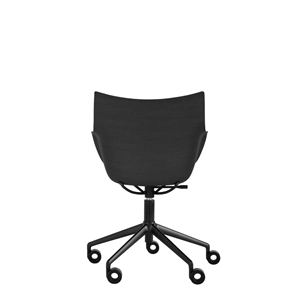 Sedia da Ufficio Kartell Q/Wood Nero/ Legno Nero con Rivestimento Nero