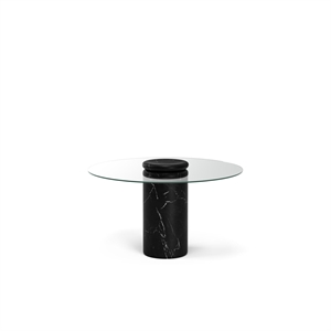 Tavolo da Pranzo Character Castore Ø130 Marmo Nero Marquina/Vetro Trasparente