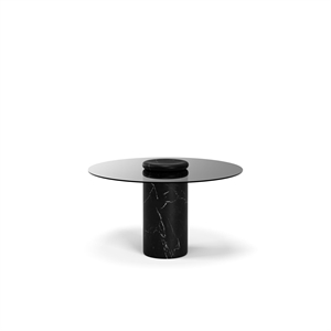 Tavolo da Pranzo Character Castore Ø130 Marmo Nero Marquina/Vetro Fumé