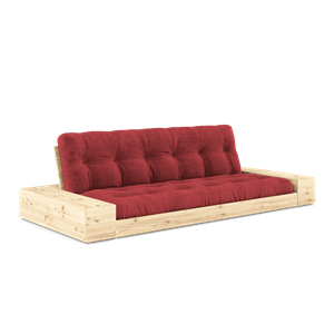 Divano Letto Karup Design Base con Box Laterale e Materasso A 5 Strati Trasparente/ Rosso Rubino