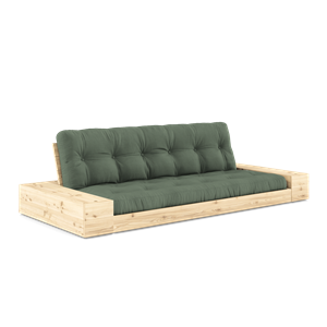 Divano Letto Base di Design Karup con Box Laterale e Materasso A 5 Strati Trasparente/ Verde Oliva