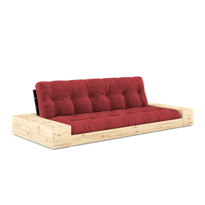 Divano Letto Karup Design Base con Box Laterale e Materasso A 5 Strati Nero notte/Rosso Rubino