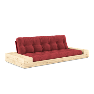 Divano Letto Karup Design Base con Box Laterale e Materasso A 5 Strati Rosso papavero/Rosso Rubino