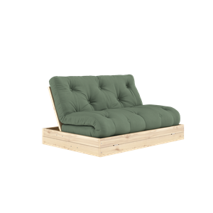 Divano letto Karup Design Flip con materasso 140x200 verde oliva/laccato trasparente