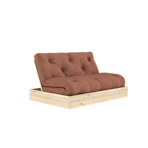 Divano letto Karup Design Flip con materasso 140x200, marrone argilla/lacca trasparente