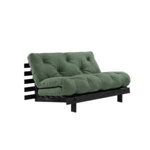 Divano Letto Roots Karup Design con Materasso Roots 140x200 Verde Oliva/ Laccato Nero