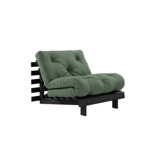 Divano Letto Roots Karup Design con Materasso 90x200 Nero Notte/ Verde Oliva