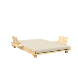 Divano Letto Sociale Karup Design con 2 Pezzi. Schienale, Comodini e Materasso 140x200 Beige/ Laccato Trasparente