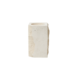 Portacandele alto in travertino Beige della Galleria Louise Roe Object Stone