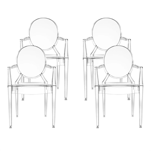 Kartell Louis Ghost Set di 4 Sedie da Pranzo Cristallo