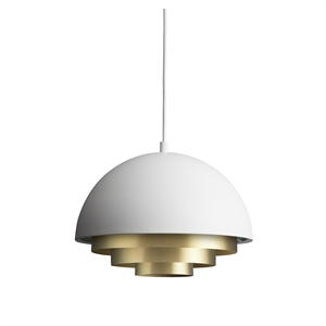 Mini Lampadario in Ottone Bianco Opaco, Colore Caldo Nordico