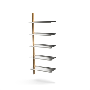 Sistema di Scaffalature Mazo MOD Modello 2 1 Binario da 1925 + 5 Ripiani in Rovere/ Alluminio