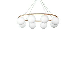 Lampadario ovale Nuura Miira 8 Ottone/ Opale