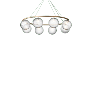 Lampadario ovale Nuura Miira 8 in Ottone/ trasparente ottico