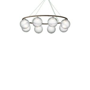 Lampadario ovale Nuura Miira 8 Bronzo scuro/ottica trasparente