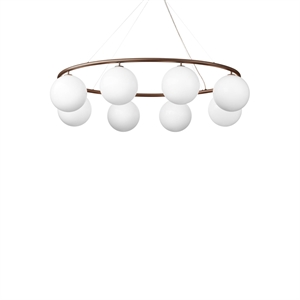 Lampadario Ovale Nuura Miira 8 Bronzo Scuro/opale