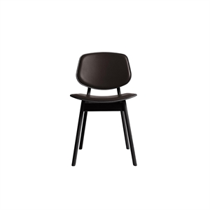 Sedia da Pranzo Pandora Della Collezione Ro, Imbottita in Rovere Laccato Nero/pelle Marrone Scuro
