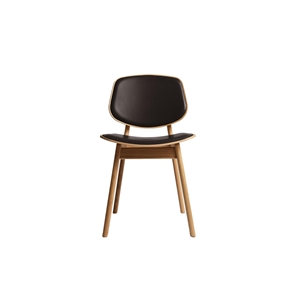 Sedia da Pranzo Pandora Della Collezione Ro, Imbottita in Rovere Oliato/pelle Marrone Scuro